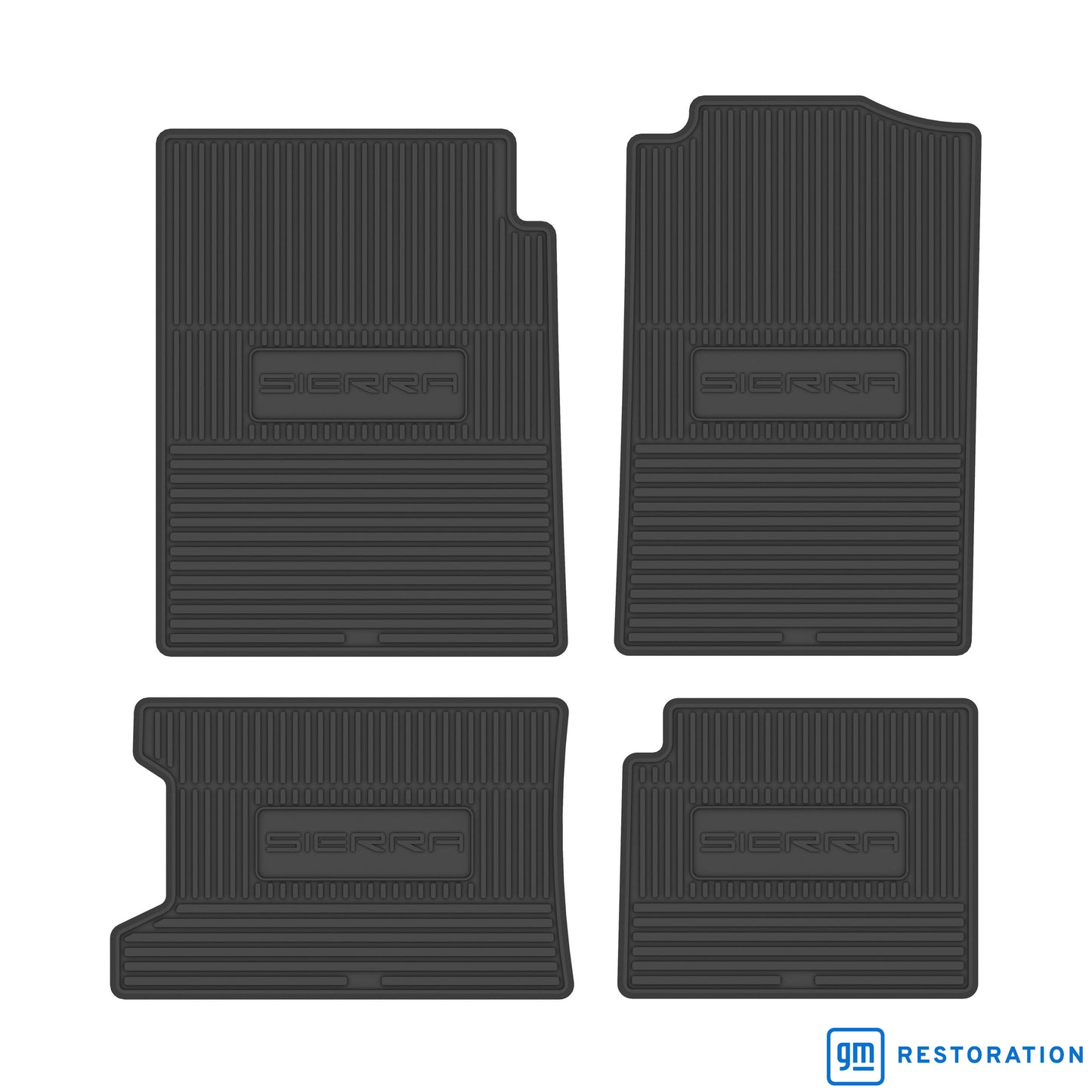96-00 GMC TRUCK EXTENDED CAB W/ 3RD DOOR VINYL FLOORMATS W/ SIERRA LOGO (4PC) - BLACK
