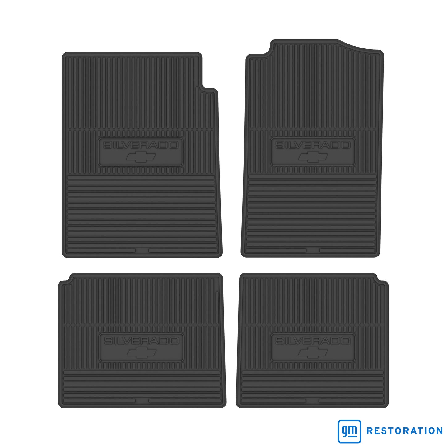 92-00 CHEVROLET TRUCK 3500 CREW CAB VINYL FLOORMATS W/ SILVERADO LOGO (4PC) - BLACK