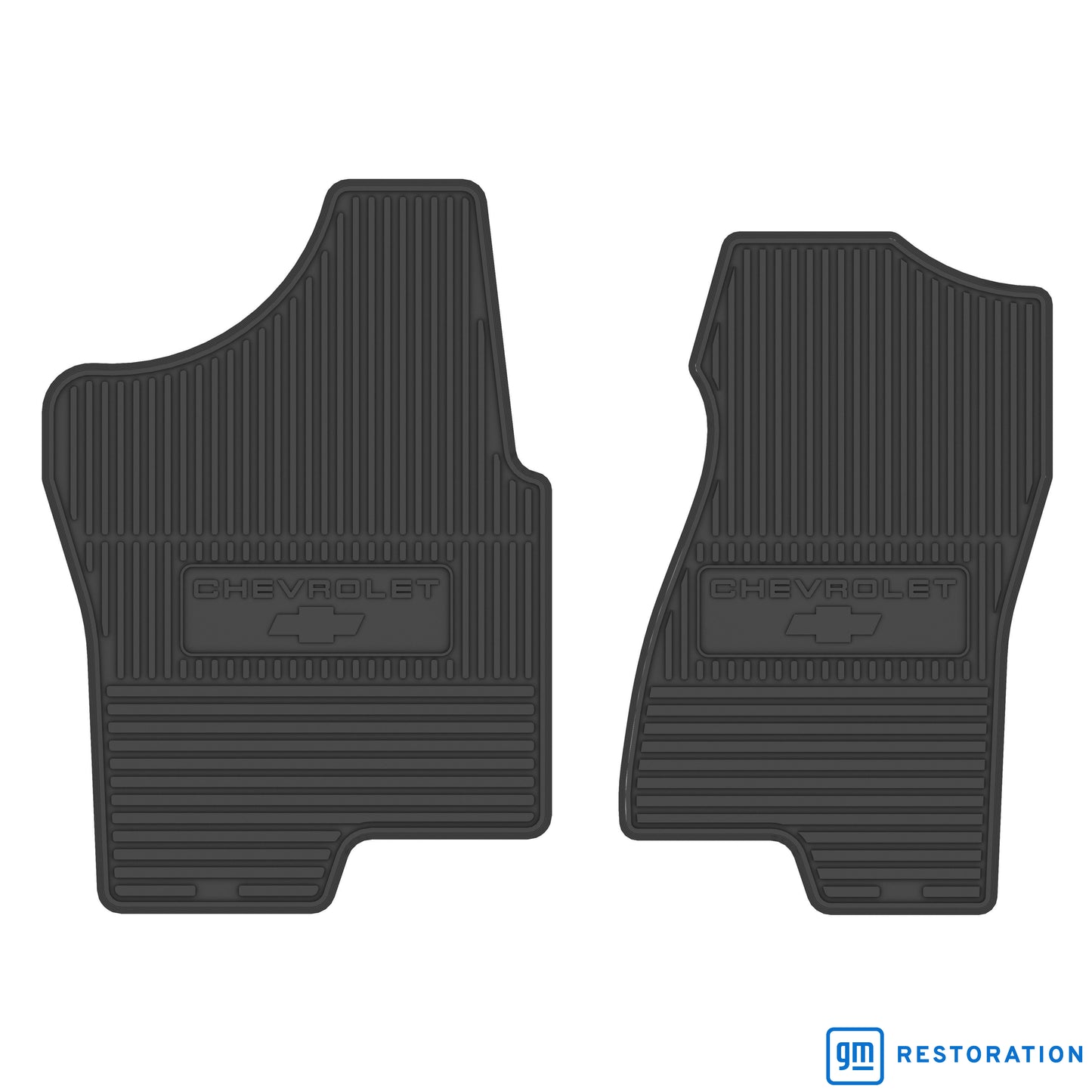 99-06 CHEVROLET TRUCK VINYL FLOORMATS W/ CHEVROLET BOWTIE LOGO (2PC) - BLACK