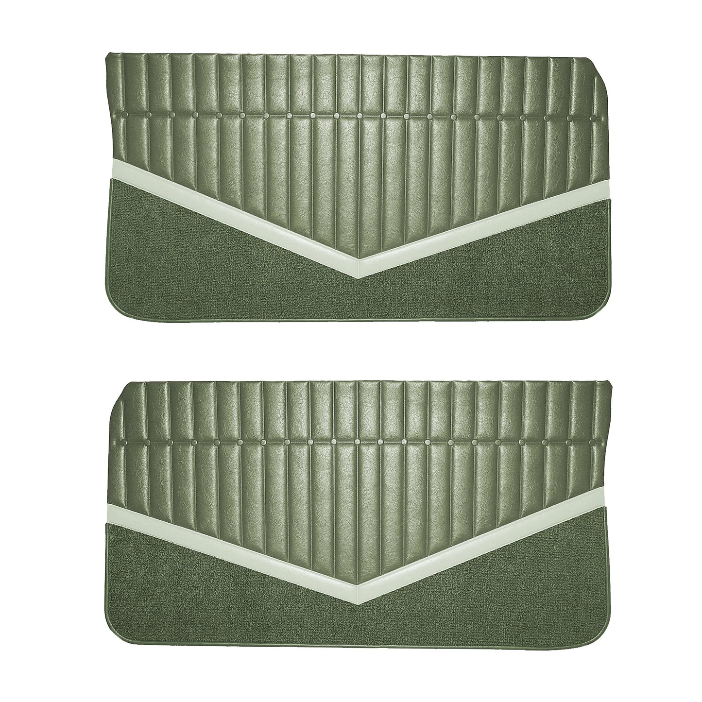 64 SKYLARK FRONT DOOR PANELS - SRM GREEN W/ FROST WHITE ACCENT