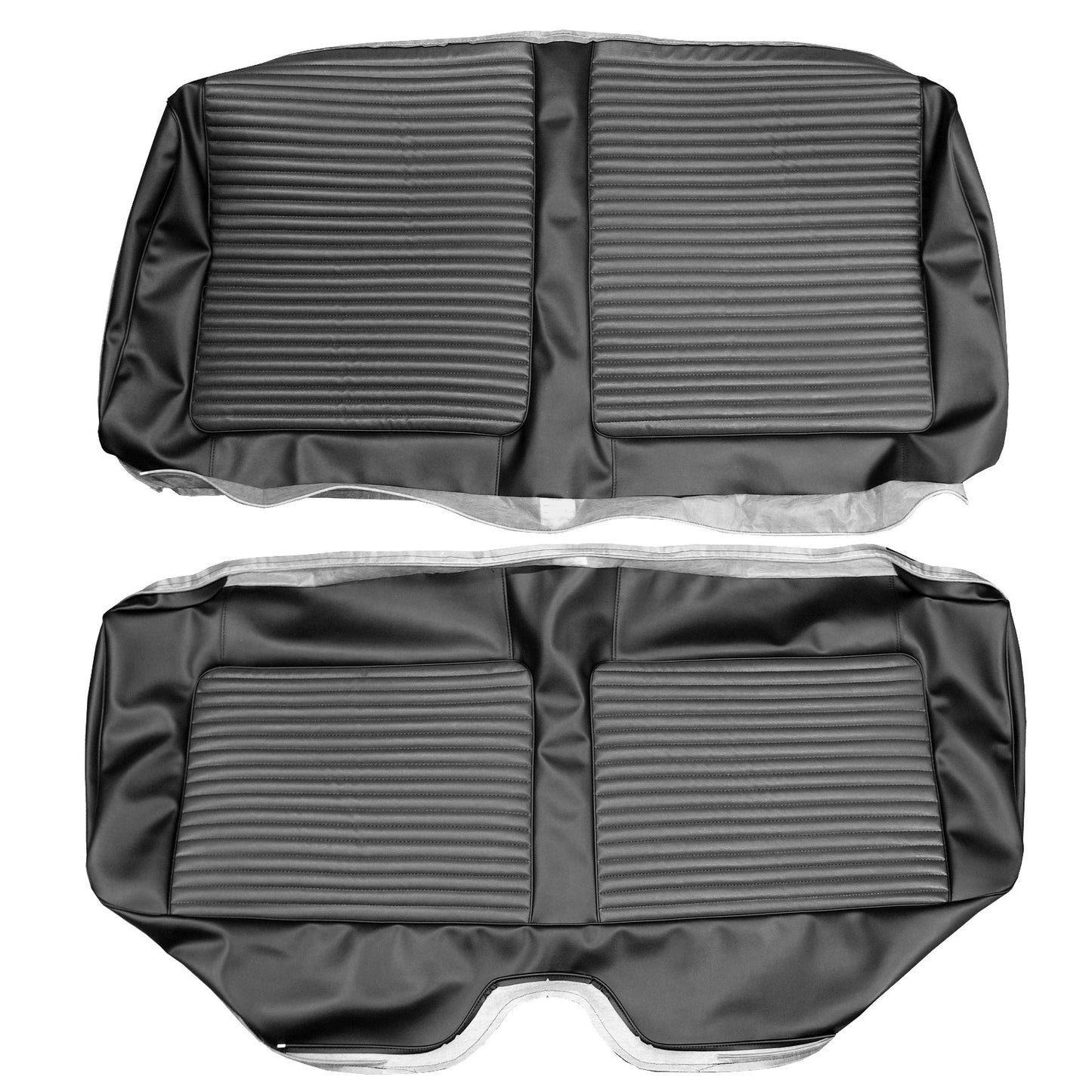 66 CORONET 440 HARDTOP REAR UPHOLSTERY - DARK GRAY/BLACK