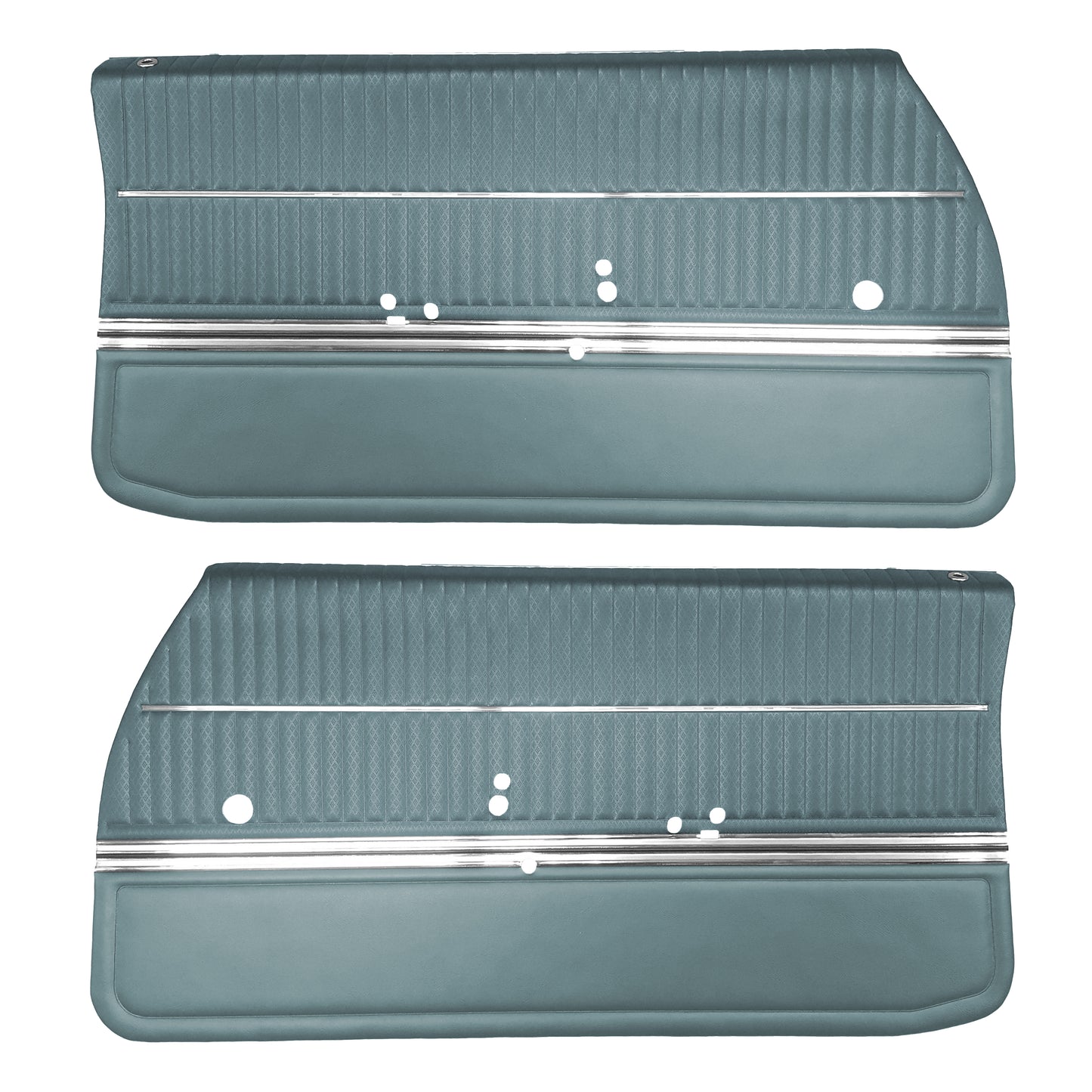 68 CUTLASS 'S'/442 SPORTS COUPE FRONT DOOR PANELS (PRE-ASSEMBLED) - LIGHT BLUE