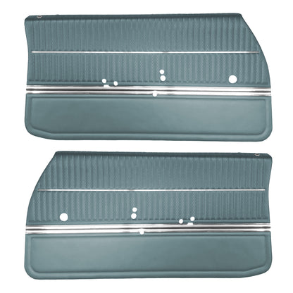 68 CUTLASS 'S'/442 SPORTS COUPE FRONT DOOR PANELS (PRE-ASSEMBLED) - LIGHT BLUE