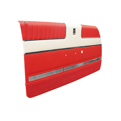 63 SPORT FURY FRONT DOOR PANELS (PRE-ASSEMBLED) - CRIMSON RED W/ WHITE ACCENT