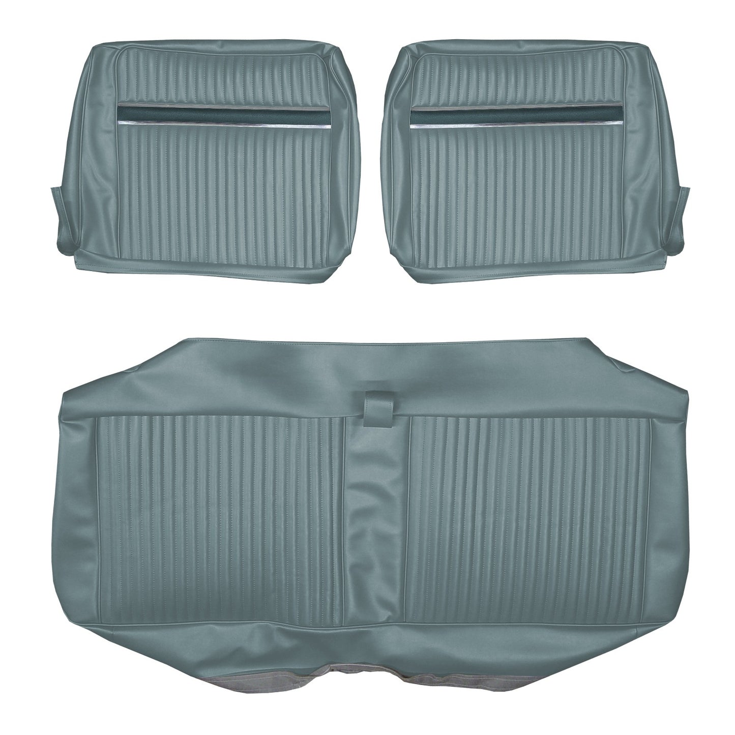 67 FURY III SPLIT BENCH UPHOLSTERY - LIGHT BLUE W/ NAVY ACCENT