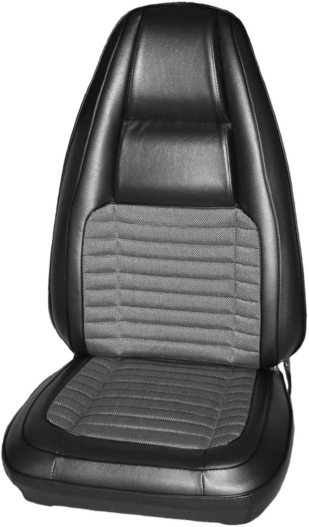 70 CHARGER CLOTH BUCKET SEAT LSRM BLK & WHITE S&P/CHARCOAL