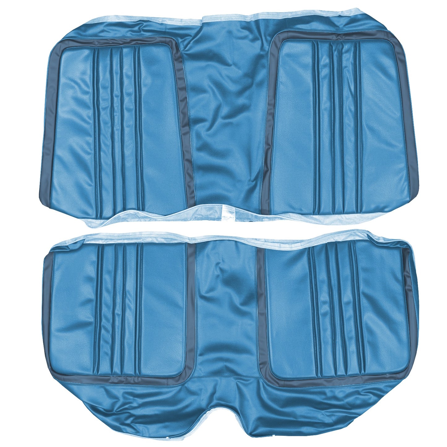 70 SATELLITE/ROADRUNNER "DECOR" HARDTOP REAR UPHOLSTERY - BRIGHT BLUE W/ DARK BLUE ACCENT