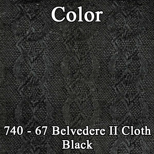 67 BELVEDERE II HARDTOP REAR CLOTH UPHOLSTERY - SRM BLACK CLOTH/BLACK