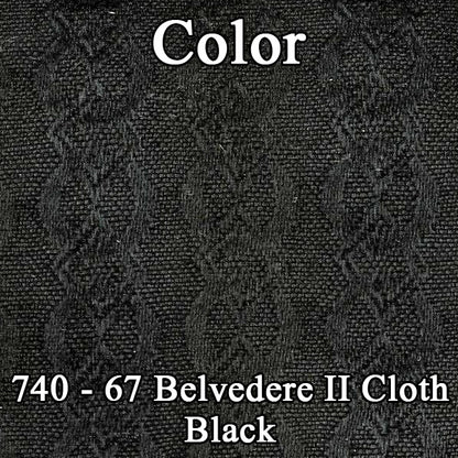 67 BELVEDERE II HARDTOP REAR CLOTH UPHOLSTERY - SRM BLACK CLOTH/BLACK