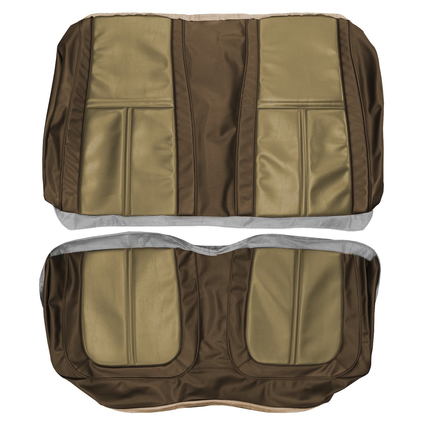 71 SATELLITE SEBRING/ROADRUNNER "DECOR" REAR UPHOLSTERY - TAN/BROWN