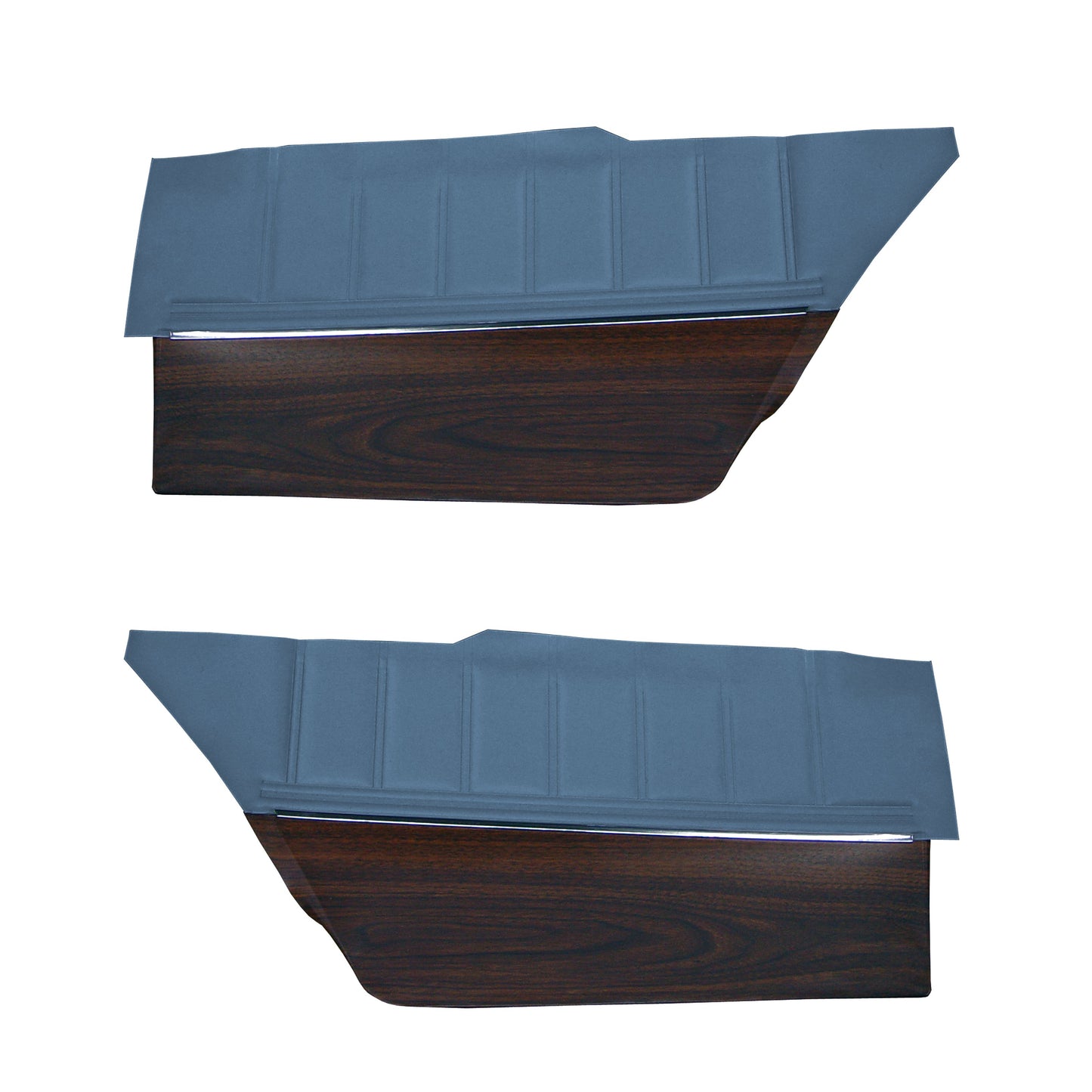 73 CHARGER SE HARDTOP REAR UPPER PANELS W/ WOODGRAIN (COACHMAN GRAIN) - BRIGHT BLUE