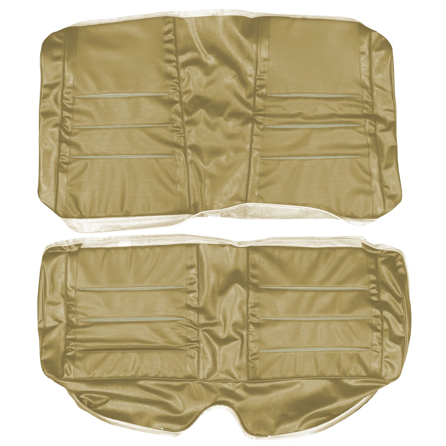 68 CHARGER HARDTOP REAR UPHOLSTERY - EMBER GOLD W/ SRM PARCHMENT PLEATS