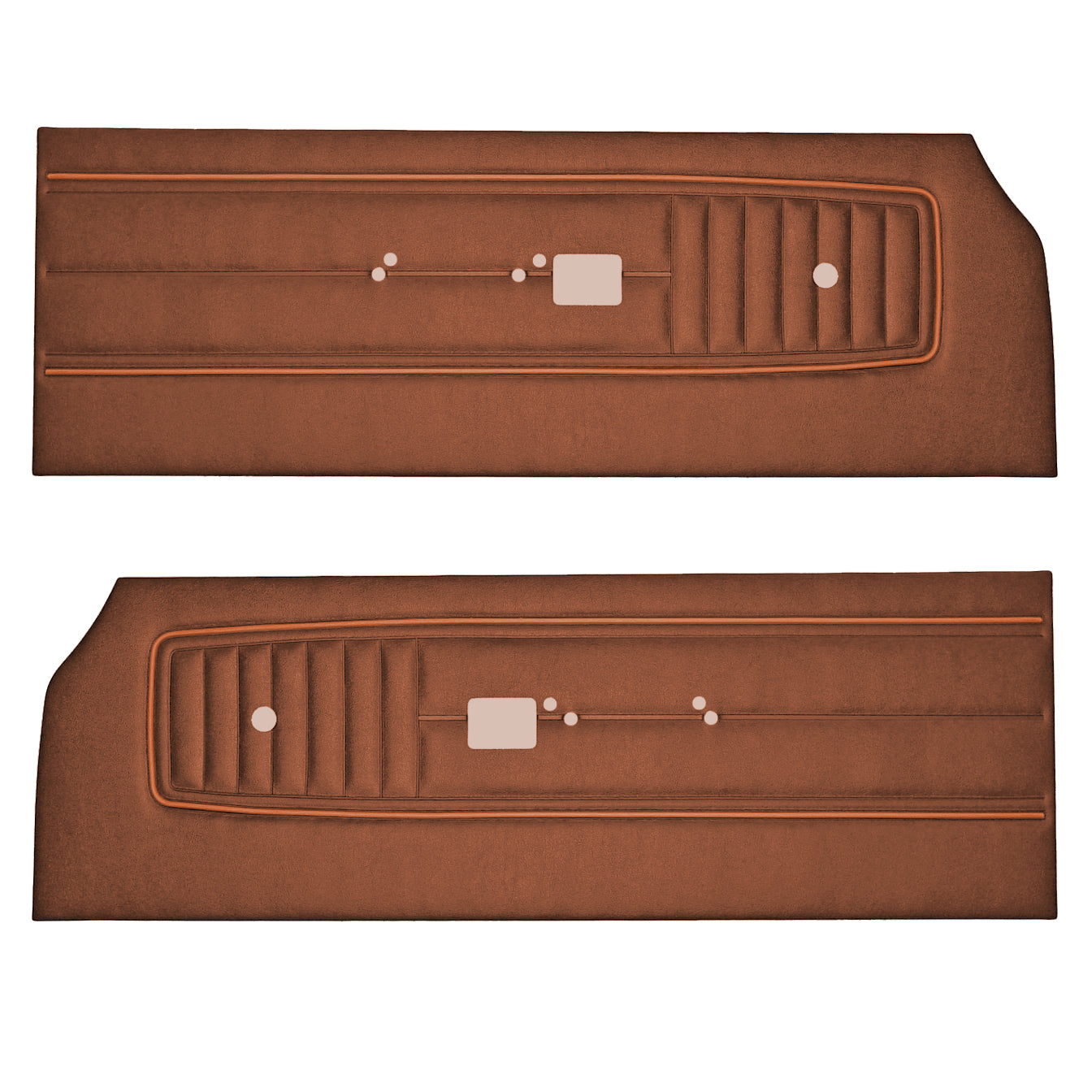 70 SPORT SATELLITE/ROADRUNNER/GTX FRONT DOOR PANELS - BURNT ORANGE W/ BRIGHT ORANGE WELT
