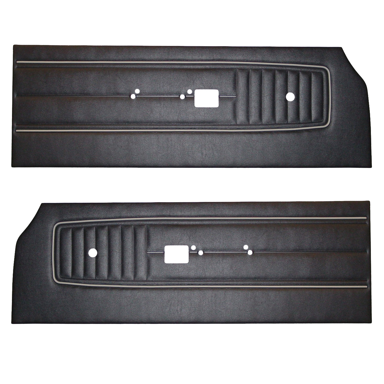 70 SPORT SATELLITE/ROADRUNNER/GTX/SUPERBIRD  FRONT DOOR PANELS - BLACK W/ SILVER WELT