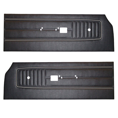 70 SPORT SATELLITE/ROADRUNNER/GTX/SUPERBIRD  FRONT DOOR PANELS - BLACK W/ SILVER WELT