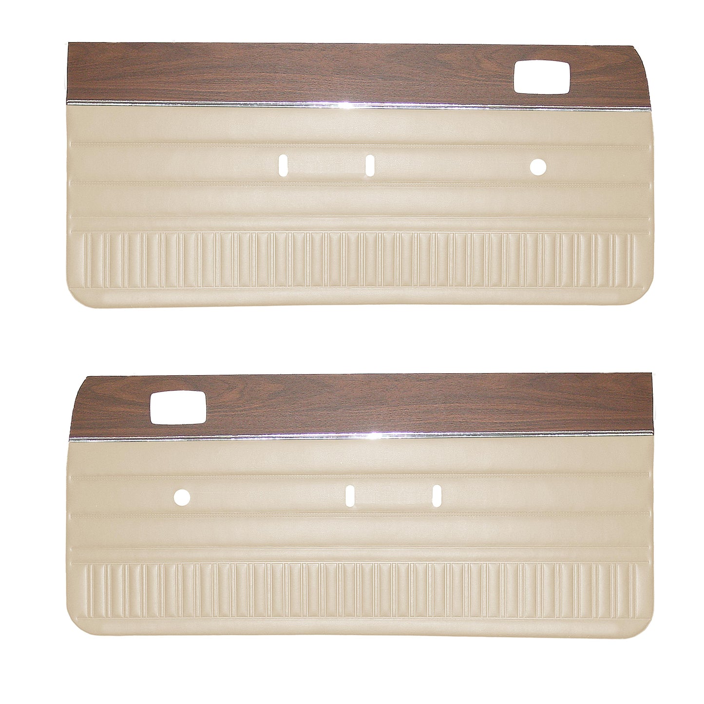 73 DART SPORT/DART SWINGER/SCAMP FRONT DOOR PANELS W/ WOODGRAIN - PARCHMENT