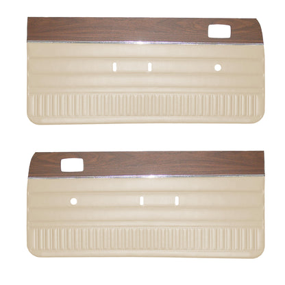73 DART SPORT/DART SWINGER/SCAMP FRONT DOOR PANELS W/ WOODGRAIN - PARCHMENT