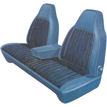 73 DART/DART SPORT/SCAMP/DUSTER SPLIT BENCH W/ C.A.R. UPHOLSTERY - LSRM METALLIC BLUE/BRIGHT BLUE