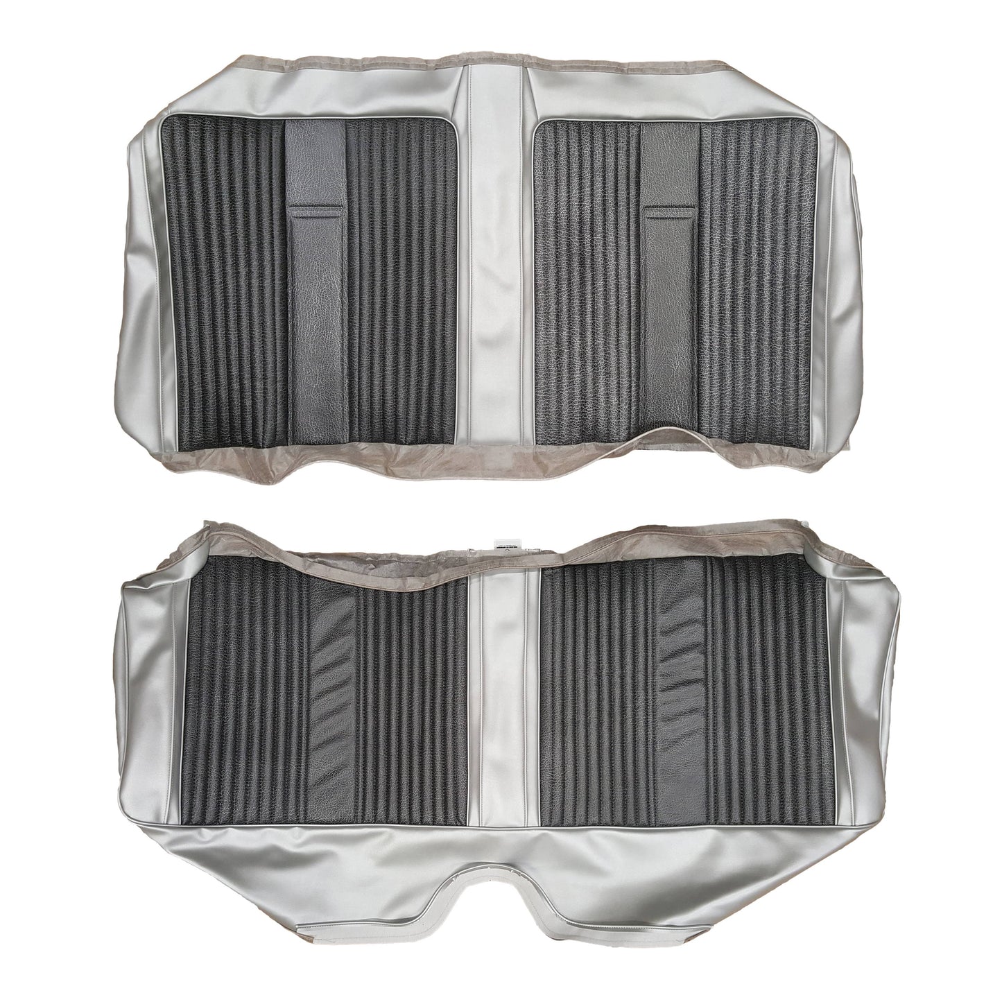 67 BELVEDERE II "SILVER SPECIAL" HARDTOP REAR UPHOLSTERY - BLACK W/ SILVER CASTING/SILVER