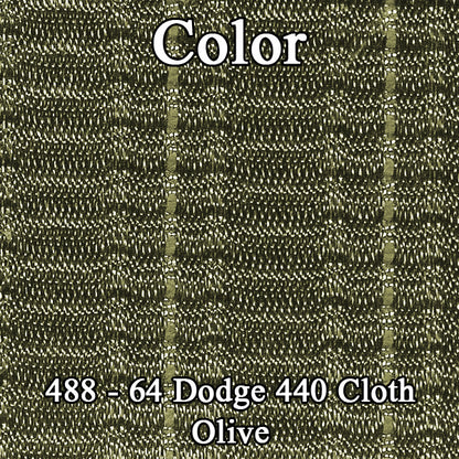 64 DODGE 440 FRONT BENCH UPH SRM OLIVE CLOTH/LT MET OLIVE