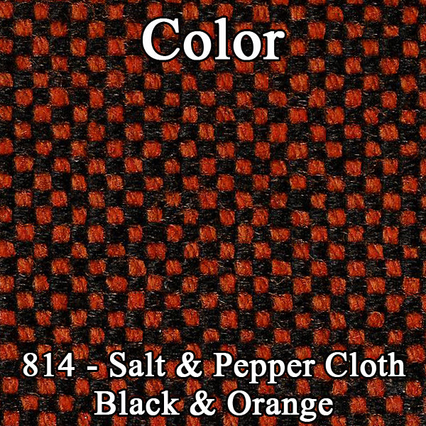 71 CHARGER/SUPERBEE HTP REAR CLOTH UPHOLSTERY - SRM BLACK/ORANGE SALT&PEPPER CLOTH/BLACK