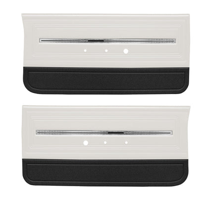 66 CHEVELLE/MALIBU FRONT DOOR PANELS - FROST WHITE/BLACK