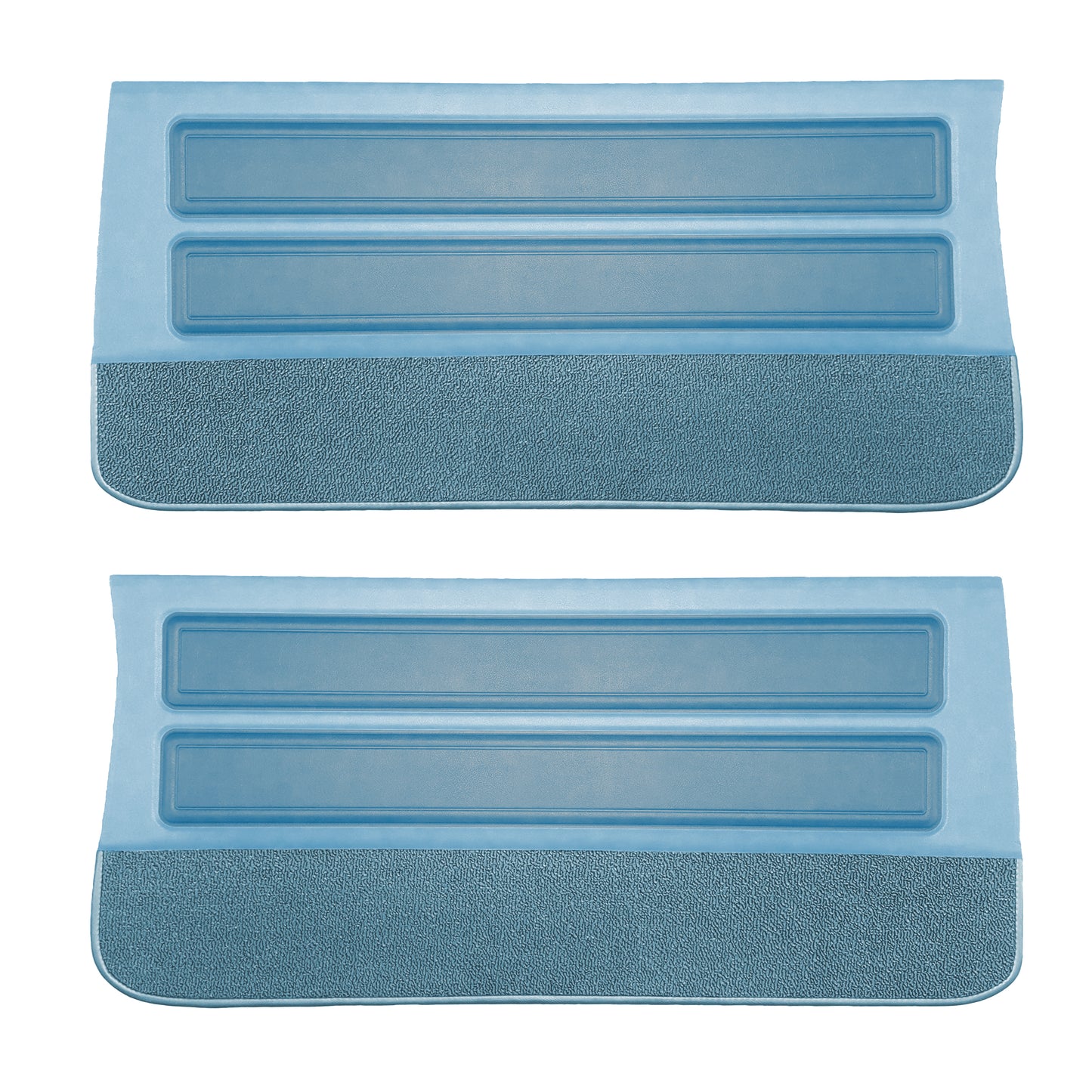 67 CUTLASS/442 FRONT DOOR PANELS - SRM DARK BLUE/SRM LIGHT BLUE