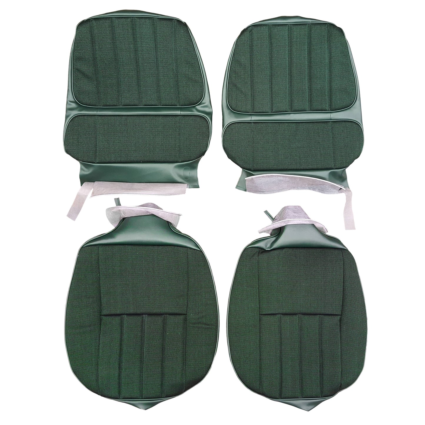 70 CAMARO DELUXE CLOTH BUCKET SEATS UPH SRMGRN/BLK S&P/GREEN