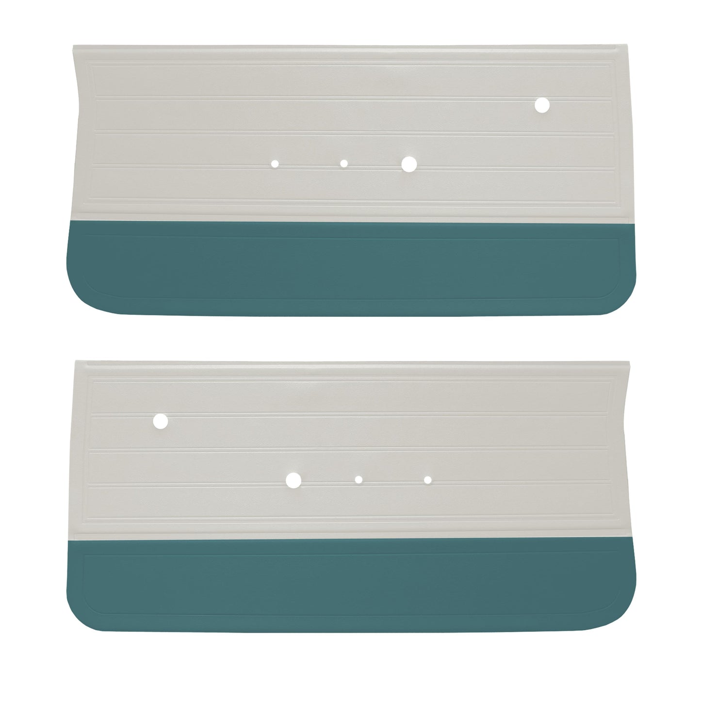 65 CHEVELLE/MALIBU FRONT DOOR PANELS - FROST WHITE/AQUA
