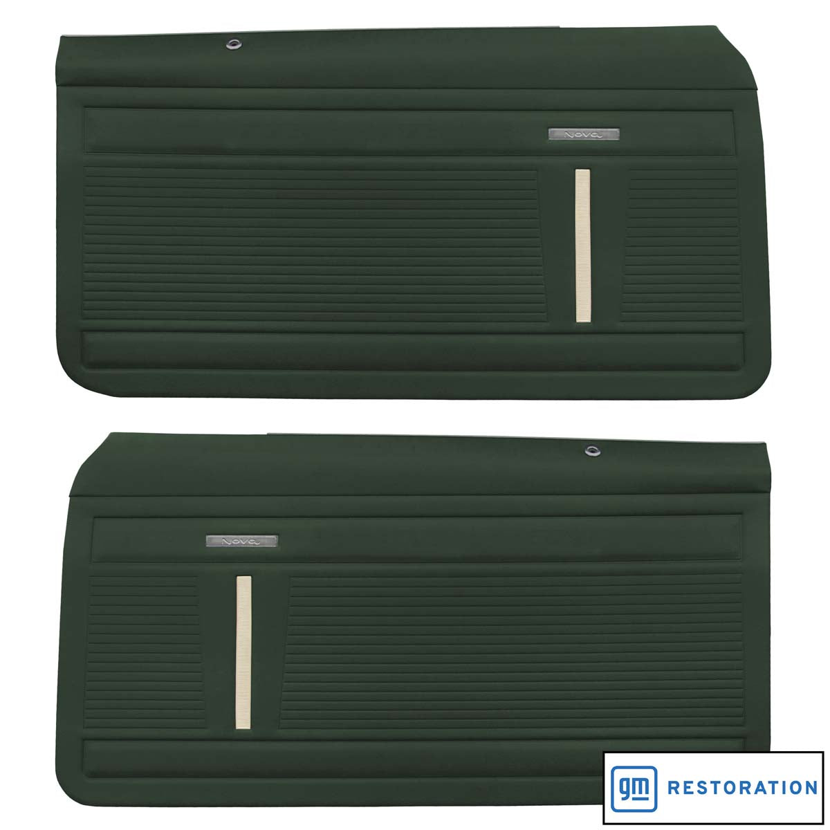 69 NOVA "STANDARD" FRONT DOOR PANELS (PRE-ASSEMBLED) - GREEN