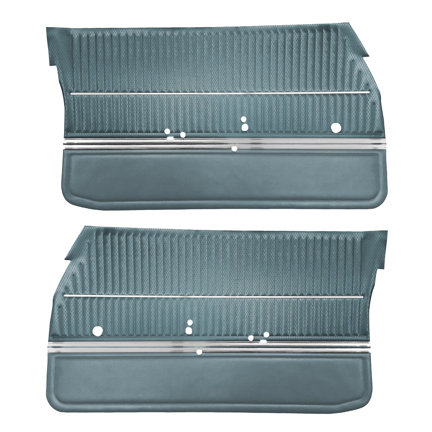 68 CUTLASS 'S'/442 SPORTS COUPE FRONT DOOR PANELS (UNASSEMBLED) - LIGHT BLUE