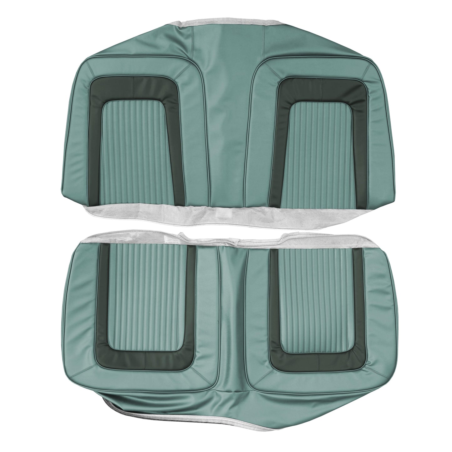 65 CORONET 500 CONVERTIBLE REAR UPHOLSTERY - TURQUOISE W/ DARK GREEN COLLAR