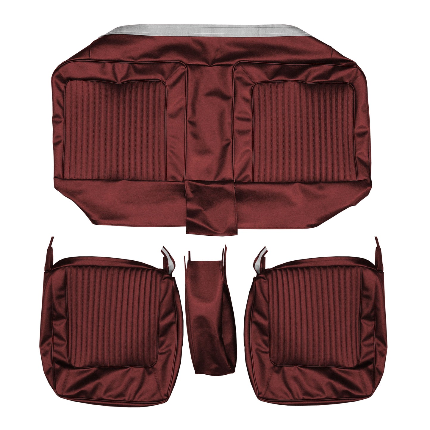 67 BARRACUDA SPLIT BENCH W/ C.A.R. UPHOLSTERY - RED
