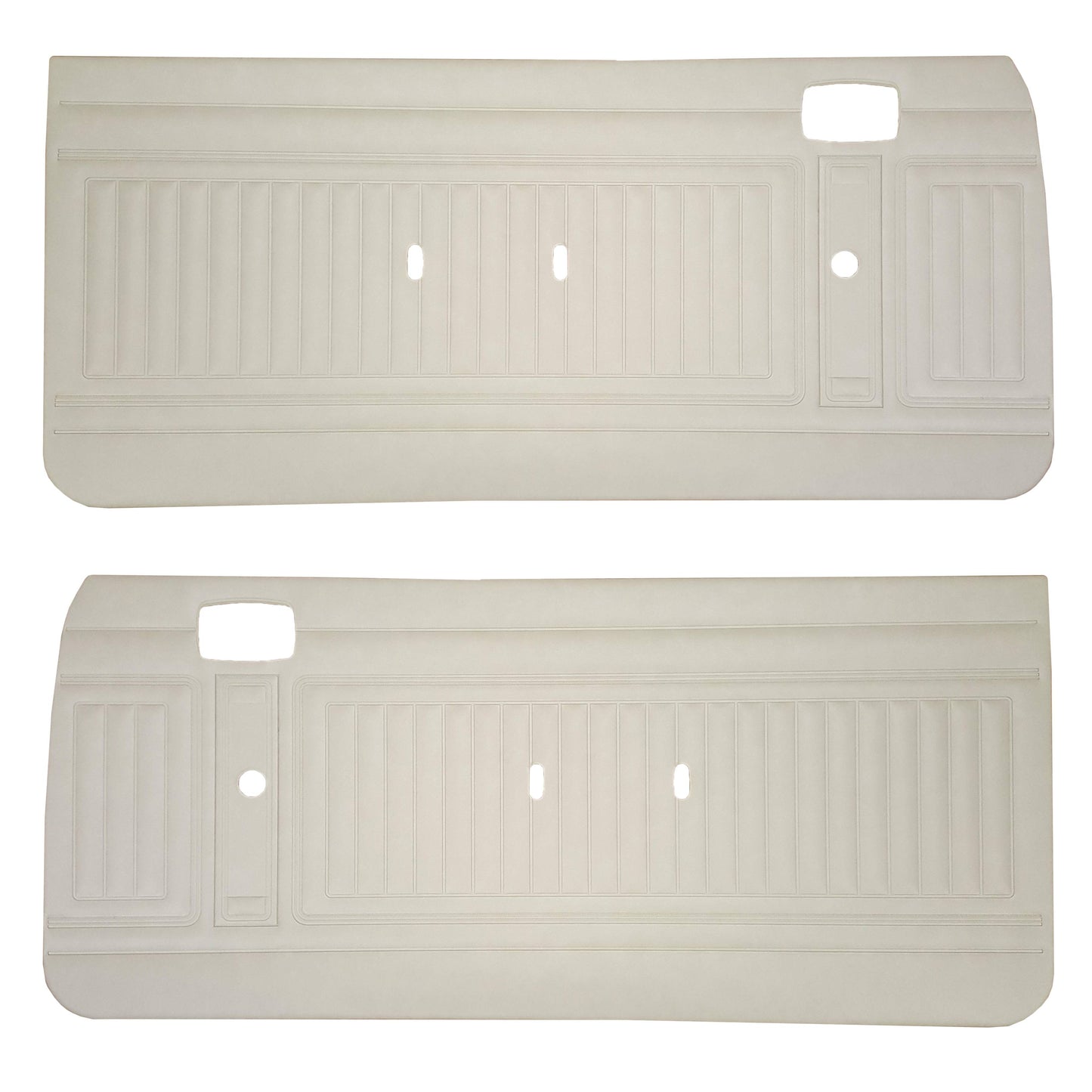 74-75 DUSTER "DECOR" FRONT DOOR PANELS W/ WOODGRAIN - PARCHMENT