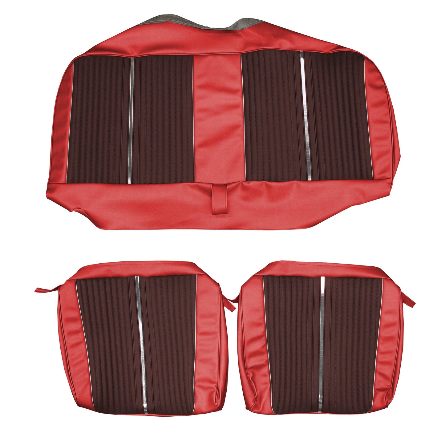64 FURY CONVERTIBLE REAR UPHOLSTERY - DARK RED/CRIMSON RED