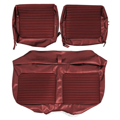 66 CORONET 440 SPLIT BENCH UPHOLSTERY - SRM DARK RED/RED