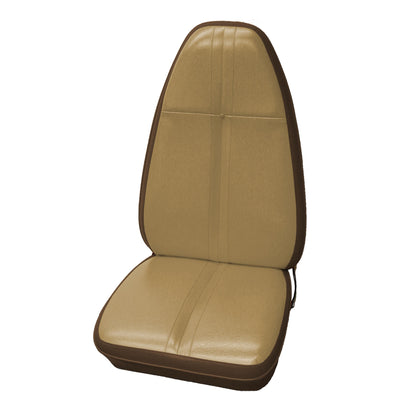71 BARRACUDA/CHALLENGER "STANDARD" BUCKET SEAT UPHOLSTERY WITHOUT WELT - TAN/BROWN