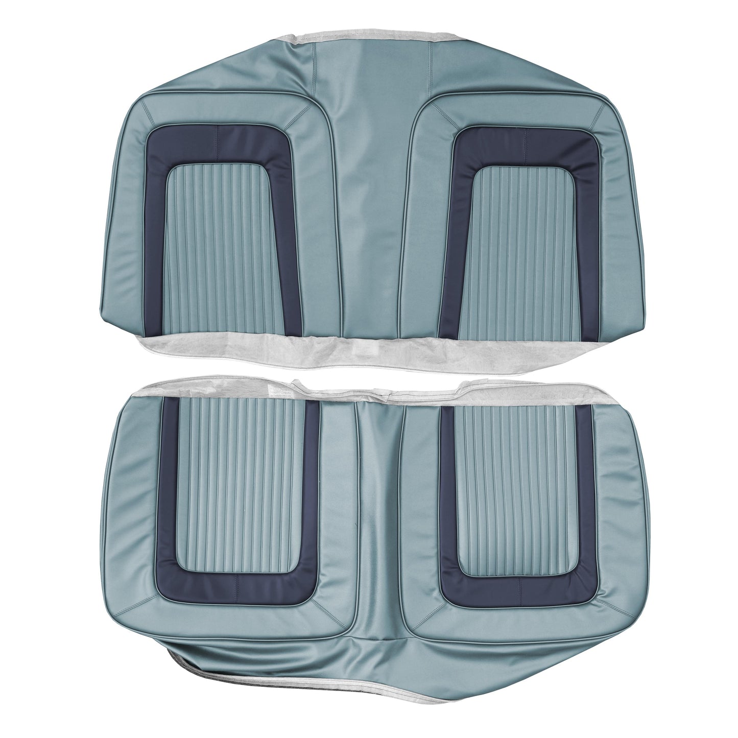 65 CORONET 500 CONVERTIBLE REAR UPHOLSTERY - BLUE W/ NAVY BLUE COLLAR