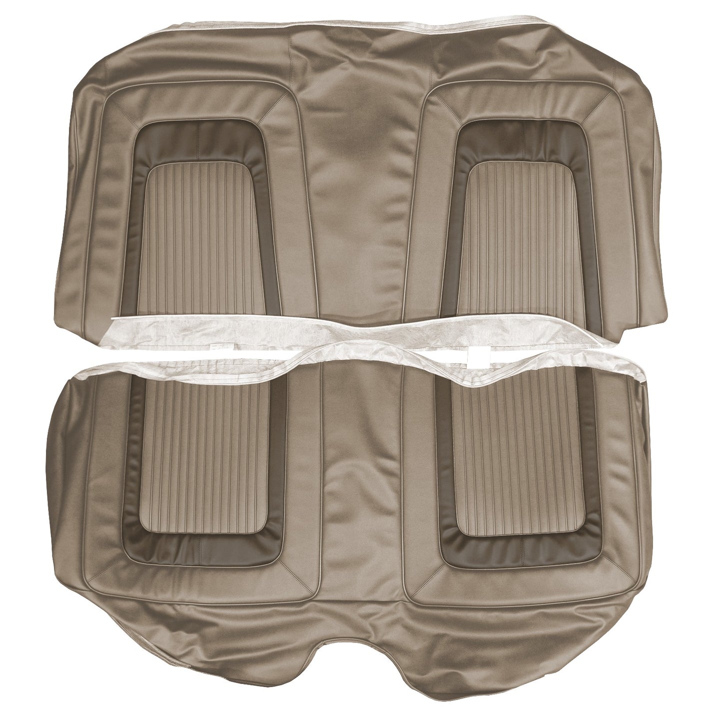 65 CORONET 500 HARDTOP REAR UPHOLSTERY - FAWN TAN W/ DARK BROWN COLLAR