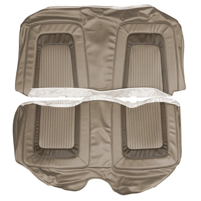 65 CORONET 500 HARDTOP REAR UPHOLSTERY - FAWN TAN W/ DARK BROWN COLLAR