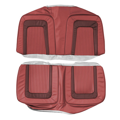 65 CORONET 500 CONVERTIBLE REAR UPHOLSTERY - RED W/ SRM DK MAROON COLLAR