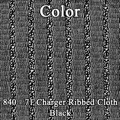 71 CHARGER SE BUCKET SEAT CLOTH UPHOLSTERY - SRM BLACK RIBBED CLOTH/BLACK