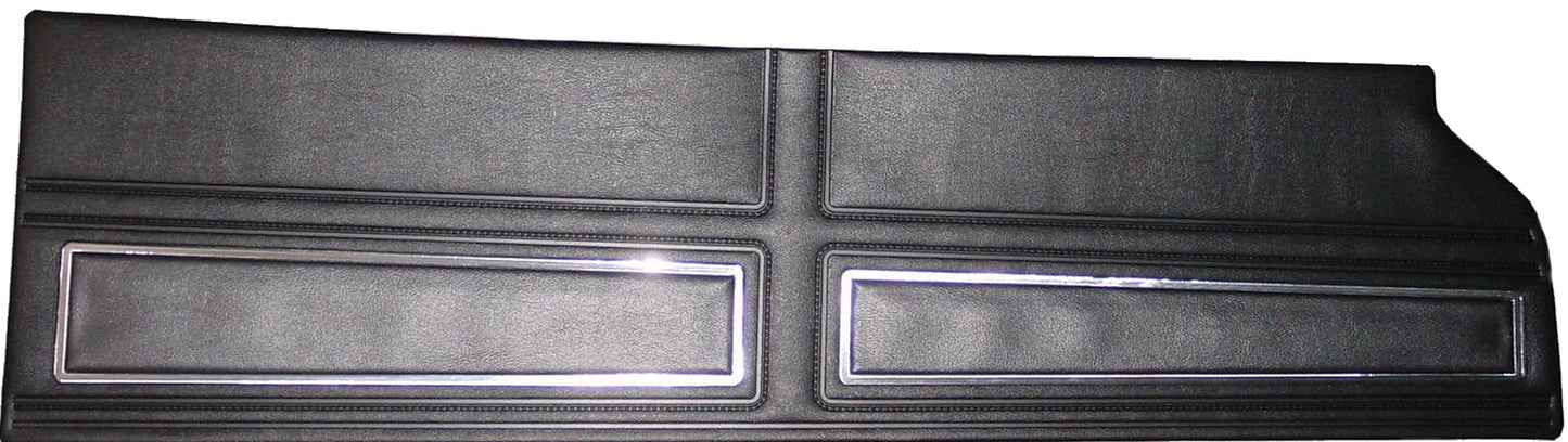 71 SATELLITE SEBRING/ROADRUNNER "DECOR" FRONT UPPER DOOR PANELS - BLACK W/ CHARCOAL ACCENTS