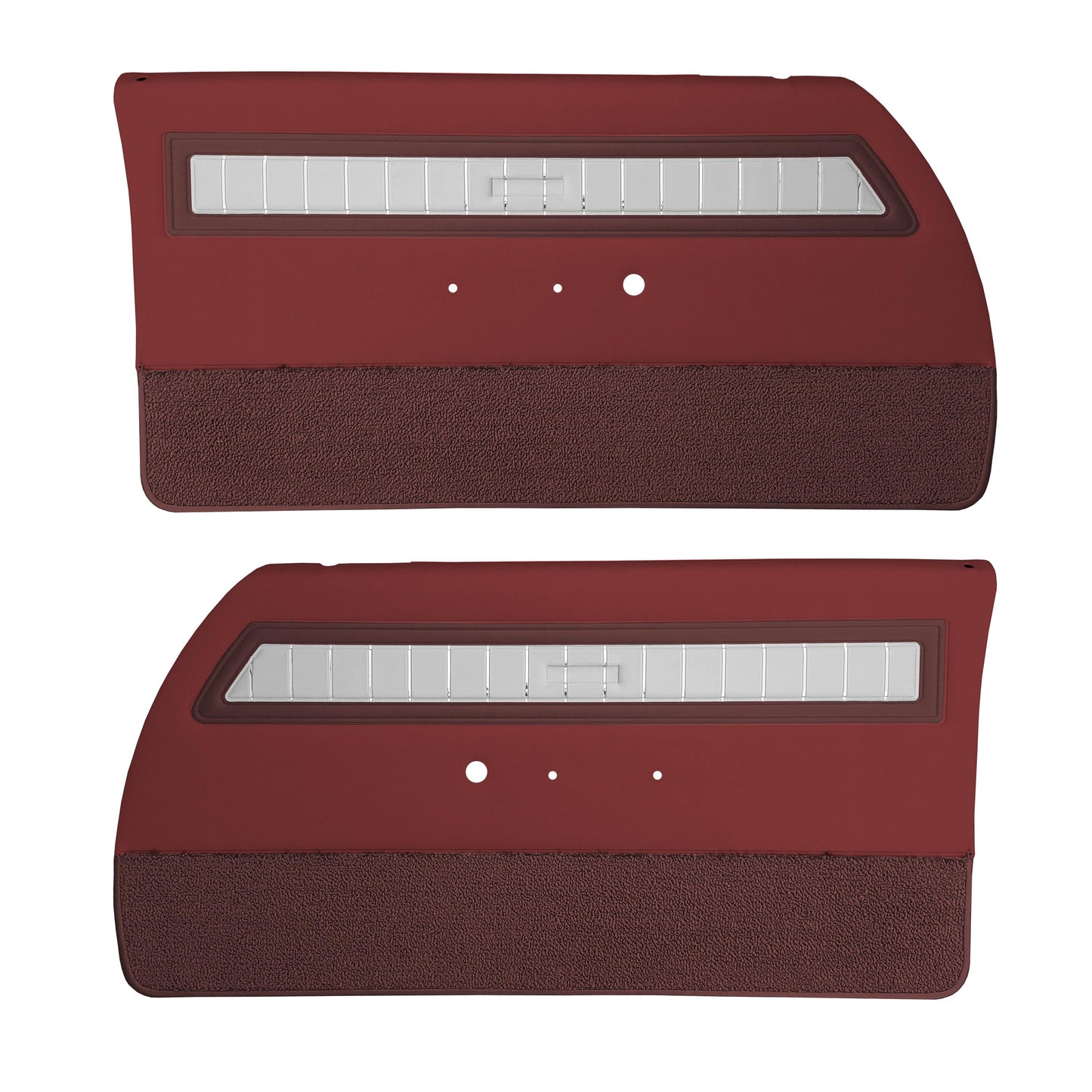 65 CORONET 500 FRONT DOOR PANELS (PRE-ASSEMBLED) - RED W/ SRM MAROON ACCENT