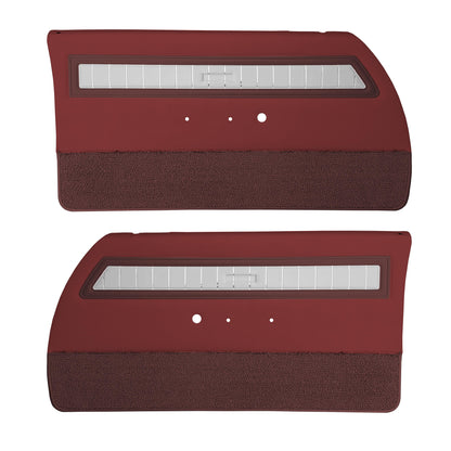 65 CORONET 500 FRONT DOOR PANELS (PRE-ASSEMBLED) - RED W/ SRM MAROON ACCENT