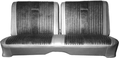 67 BELVEDERE II "SILVER SPECIAL" SPLIT BENCH UPHOLSTERY - BLACK W/ SILVER CASTING/SILVER