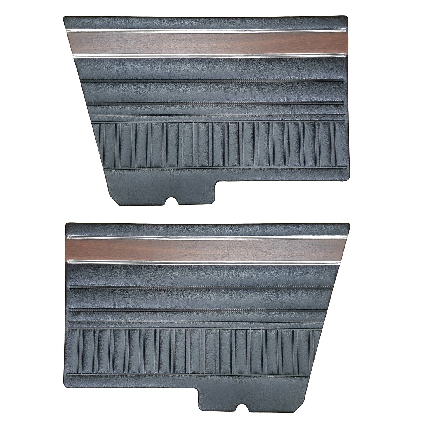 72 DART SWINGER/SCAMP HARDTOP REAR PANELS (W/ WOOGRAIN & SMOOTH CHROME) - BLACK