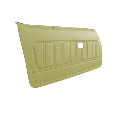 75 CAMARO "DELUXE" DOOR PANELS (PRE-ASSEMBLED) -  SRM DARK SADDLE/SADDLE