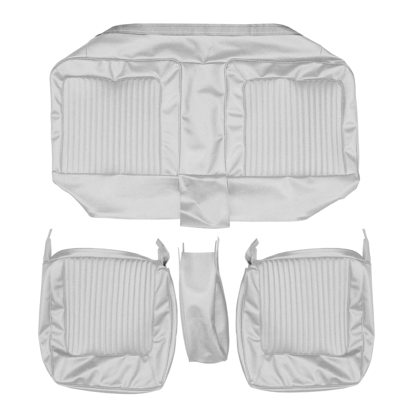 67 BARRACUDA SPLIT BENCH W/ C.A.R. UPHOLSTERY - PEARL WHITE