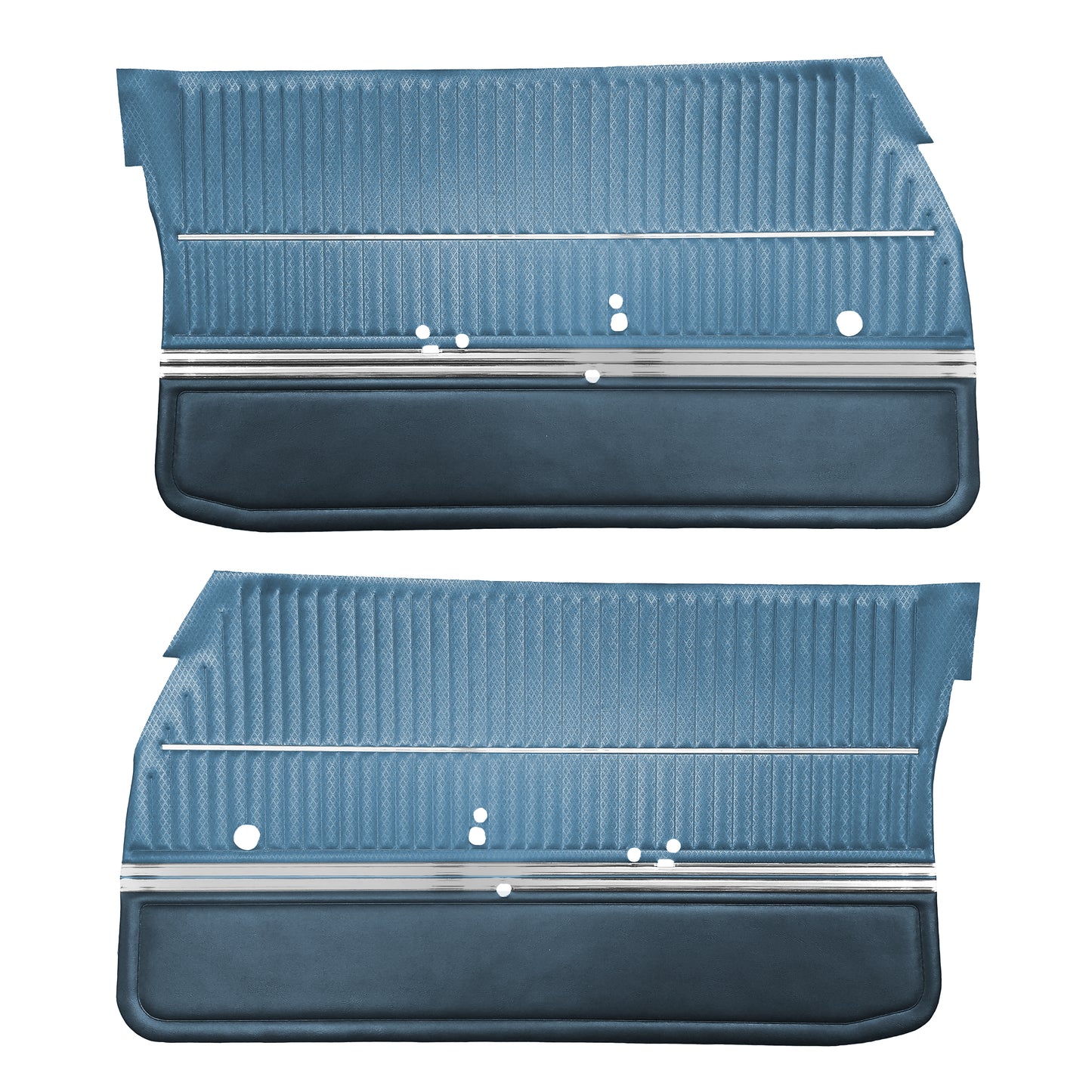 68 CUTLASS 'S'/442 SPORTS COUPE FRONT DOOR PANELS (UNASSEMBLED) - MEDIUM BLUE/DARK BLUE